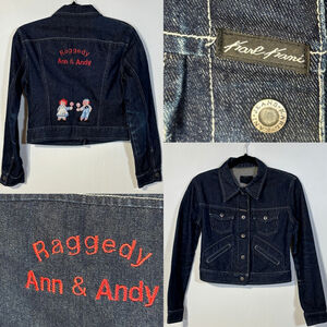 Vintage Karl Kani Jacket Women’s Small Blue Raggedy Ann Andy Embroidery Cropped